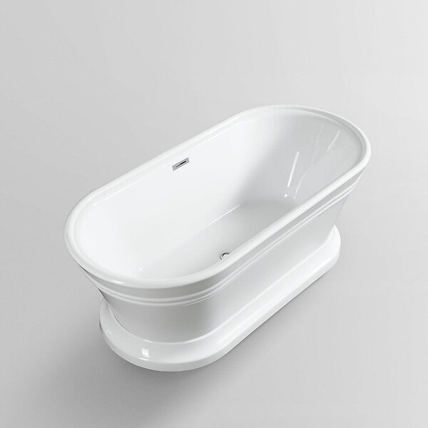 STANO - Baignoire îlot design sur socle ovale SEATTLE blanche 150 cm - large