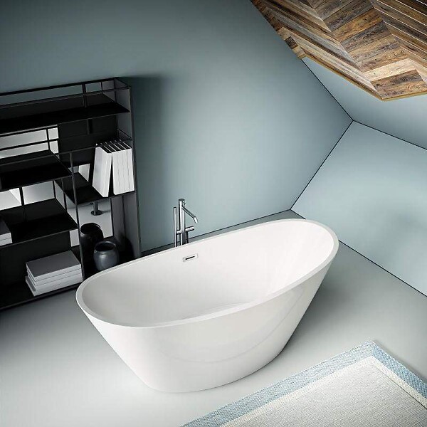 STANO - Baignoire îlot design ovale BRIGHTON blanche 157 cm - large
