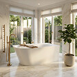 STANO - Baignoire semi-îlot design ELIZABETH blanche 170 cm Angle à droite - vignette