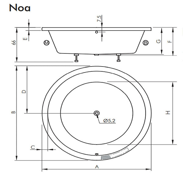SANYCCES - Baignoire îlot ronde NOA blanche Ø 190 cm  Tablier non inclus - large