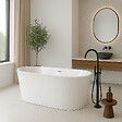 STANO - Baignoire îlot cannelée design ovale CORBIN blanche 170 cm - vignette