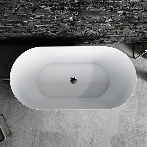 STANO - Baignoire îlot design ovale LISBON blanche 160 cm Mat - large
