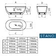 STANO - Baignoire îlot design ovale LISBON blanche 160 cm Mat - vignette