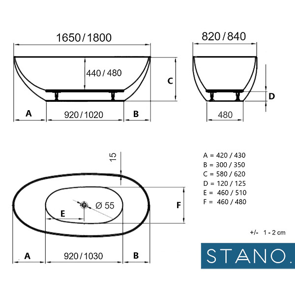 STANO - Baignoire îlot design ovale FLORIDA blanche 165 cm Brillant - large