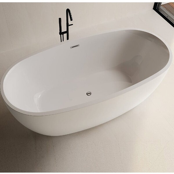 STANO - Baignoire îlot design ovale DENVER blanche 150 cm - large