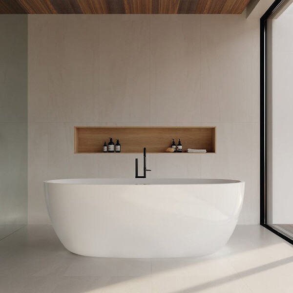 STANO - Baignoire îlot design ovale DENVER blanche 150 cm - large
