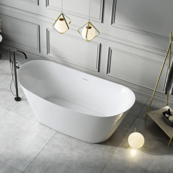 STANO - Baignoire îlot design ovale PALMA blanche 170 cm Brillant - large