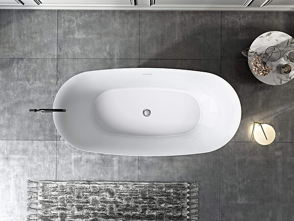 STANO - Baignoire îlot design ovale PALMA blanche 170 cm Brillant - large