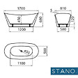STANO - Baignoire îlot design ovale PALMA blanche 170 cm Brillant - vignette