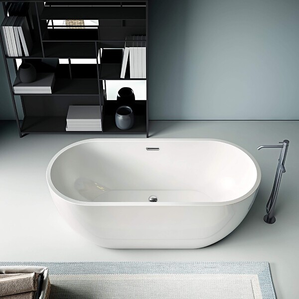 STANO - Baignoire îlot design ovale BOSTON blanche 166 cm - large