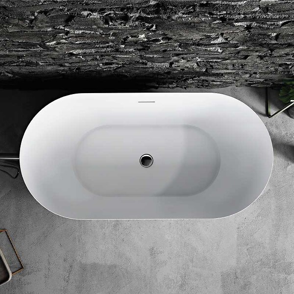 STANO - Baignoire îlot design ovale LISBON blanche 150 cm Mat - large