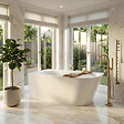 STANO - Baignoire semi-îlot design ELIZABETH blanche 170 cm Angle à gauche - vignette