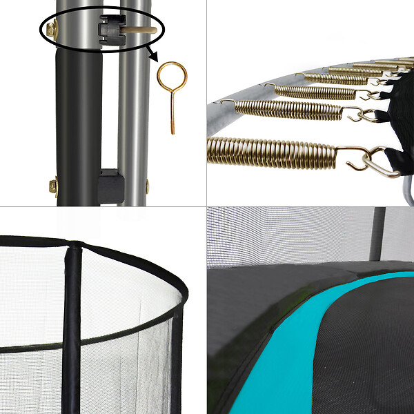 KANGUI - Trampoline Ø 430cm + filet de sécurité + échelle + bâche - PUNCHI 430 Bleu - large