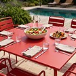 OVIALA - Ensemble table de jardin carrée et 8 fauteuils en métal rouge - Palavas - vignette