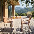 OVIALA - Ensemble table de jardin carrée et 2 fauteuils acier 70 cm caramel - Palavas - vignette
