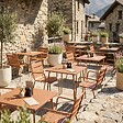 OVIALA - Ensemble table de jardin carrée et 2 fauteuils acier 70 cm caramel - Palavas - vignette