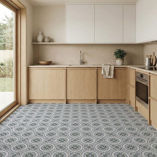 RO'MA NATURE - Carrelage effet Carreau ciment Averisca Bleu 22,3x22,3x0,9 cm Novera - Sol et mur intérieur (vendu par carton de 0,65 m²) - large