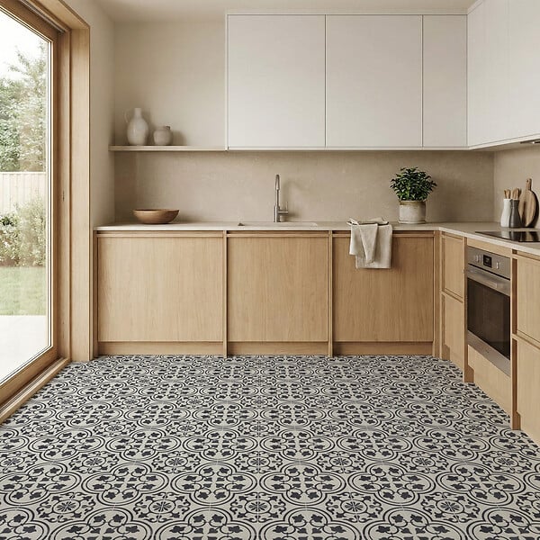 RO'MA NATURE - Carrelage effet Carreau ciment Lurelia Noir 22,3x22,3x0,9 cm Torilys - Sol et mur intérieur (vendu par carton de 0,65 m²) - large