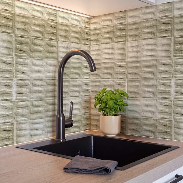RO'MA NATURE - Carrelage effet Zellige 3D Vert Seed 24,6x6x0,85 cm Azurel - Sol et mur intérieur (vendu par carton de 0,5 m²) - large
