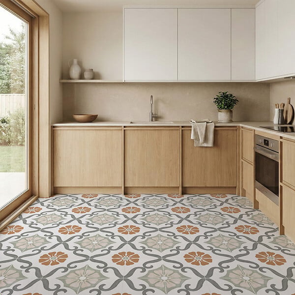 RO'MA NATURE - Carrelage effet Carreau ciment Florentis Vert 22,3x22,3x0,9 cm Soriel - Sol et mur intérieur (vendu par carton de 0,65 m²) - large