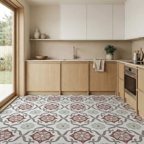 RO'MA NATURE - Carrelage effet Carreau ciment Florentis Rouge 22,3x22,3x0,9 cm Soriel - Sol et mur intérieur (vendu par carton de 0,65 m²) - large
