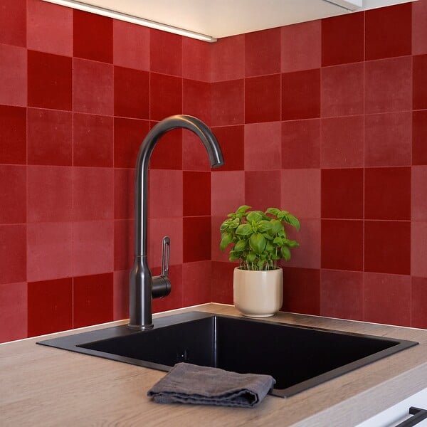 RO'MA NATURE - Carrelage effet Zellige Rouge 10x10x0,85 cm Mat Serinor - Mur intérieur (vendu par carton de 0,6 m²) - large