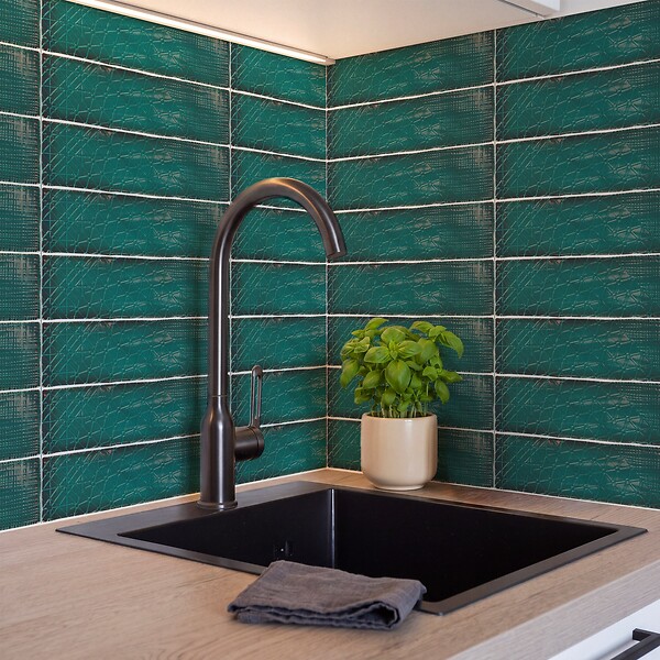 RO'MA NATURE - Carrelage effet Zellige Vert 30x7,5x0,82 cm Salerno - Mur intérieur (vendu par carton de 0,5 m²) - large
