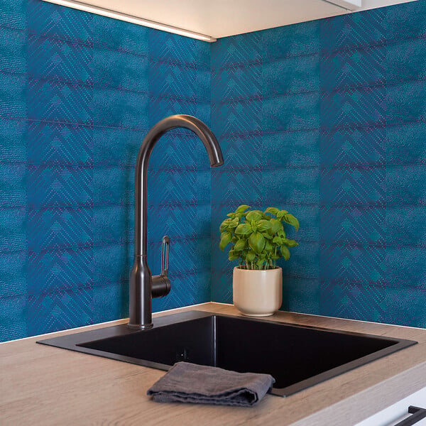 RO'MA NATURE - Carrelage effet Zellige Bleu 30x7,5x0,82 cm Salerno - Mur intérieur (vendu par carton de 0,5 m²) - large