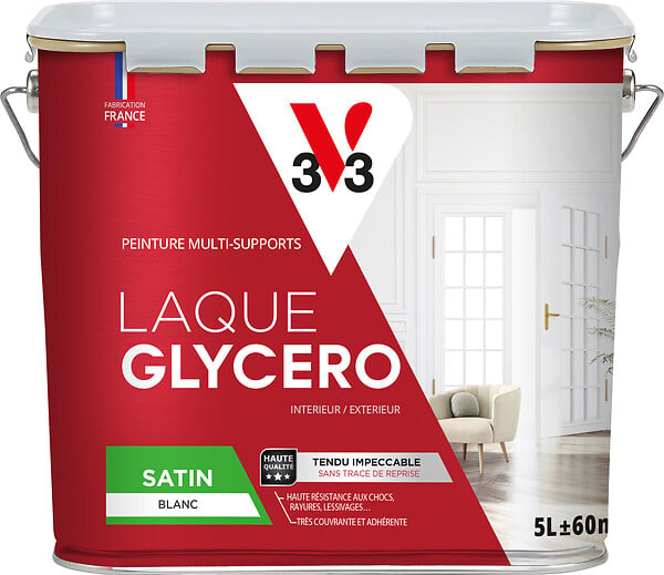 V33 PEINTURE - Peinture glycéro monocouche Blanc Satin - 5L - large
