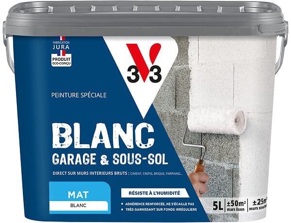 V33 PEINTURE - Peinture garage et sous-sol - mate - Blanc - 5L - large