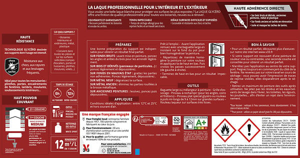 V33 PEINTURE - Peinture laque glycéro - Blanc Brillant - 2,5L - large