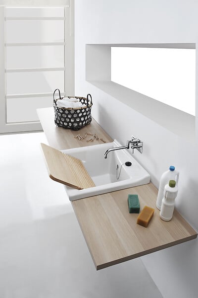 INDUSA - Bac à laver BLINK - 64 x 61 cm - Profondeur de la cuve : 30,2 cm - couleur : Blanc brillant- réf : 108640004 - INDUSA - large