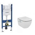 GEBERIT - Pack WC Bati-support Geberit Duofix + WC sans bride Ideal Standard Tesi Aquablade + Abattant slim softclose + Plaque + Set d'iso - vignette