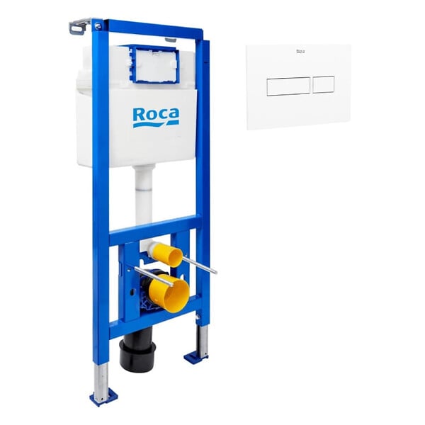 ROCA - Bâti-support WC suspendu, installation sur cloison légère, hauteur 112 cm, chasse 2/4-6 L + plaque blanche (ROW02-FR) - large