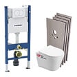 GEBERIT - Pack WC Bati-support Geberit + WC Swiss Aqua Technologies Infinitio sans bride + Plaque blanche + Set habillage (InfinitioGeb3-s - vignette