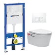 GEBERIT - pack Bati-support Geberit UP100 + plaque Delta50 blanche + cuvette SAT suspendue sans bride et fixations invisibles (SATrimlessG - vignette