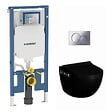 GEBERIT - Pack WC Bati-support Geberit extra-plat UP720 + WC Vitra Sento sans bride noir mat + Fixations cachees + Abattant softclose + Pl - vignette