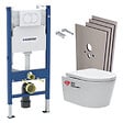 GEBERIT - Pack Bati-support Geberit 112cm + Cuvette Swiss Aqua Technologies sans bride + Plaque blanche + Set habillage (SATrimlessGeb3-sa - vignette