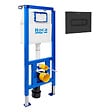 ROCA - Bâti-support WC suspendu, installation sur cloison légère, hauteur 112 cm, chasse 2/4-6 L + plaque noir mat (ROB01-FR) - vignette