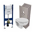 GEBERIT - Pack WC Bati-support Geberit Duofix + Cuvette suspendue sans bride Porcher + Abattant + Plaque de commande blanche + Set d'habil - vignette