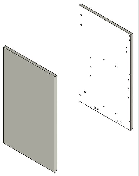 VIF - Set de 2 côtes en MDF - Gris clair - l33,2xH70cm - large
