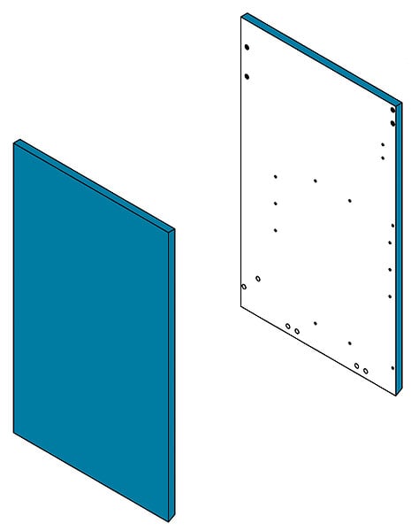 VIF - Set de 2 côtes MDF bleu - l33,2xH70cm - large