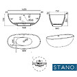 STANO - Baignoire îlot design en solid surface ovale MALMO 165 cm - vignette