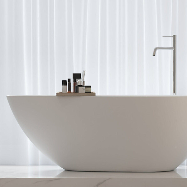 STANO - Baignoire îlot design en solid surface ovale HELSINKI 150 cm - large