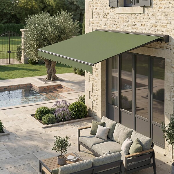 OVIALA - Store banne semi-intégral 3x2,5m en aluminium vert cactus - Paimpol - large