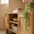 OVIALA - Meuble TV d'angle 120cm en rotin synthétique scandinave bois clair  - Adam - vignette