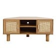 OVIALA - Meuble TV d'angle 120cm en rotin synthétique scandinave bois clair  - Adam - vignette