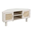 OVIALA - Meuble TV d'angle 120 cm en rotin synthétique scandinave crème - Adam - vignette