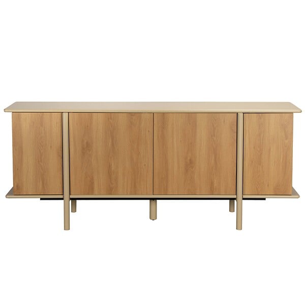 OVIALA - Buffet effet bois 4 portes 180 cm crème - Nelio - large