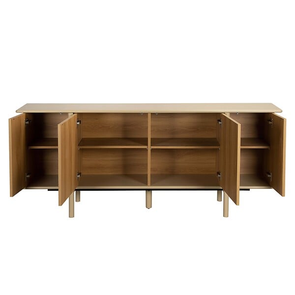 OVIALA - Buffet effet bois 4 portes 180 cm crème - Nelio - large